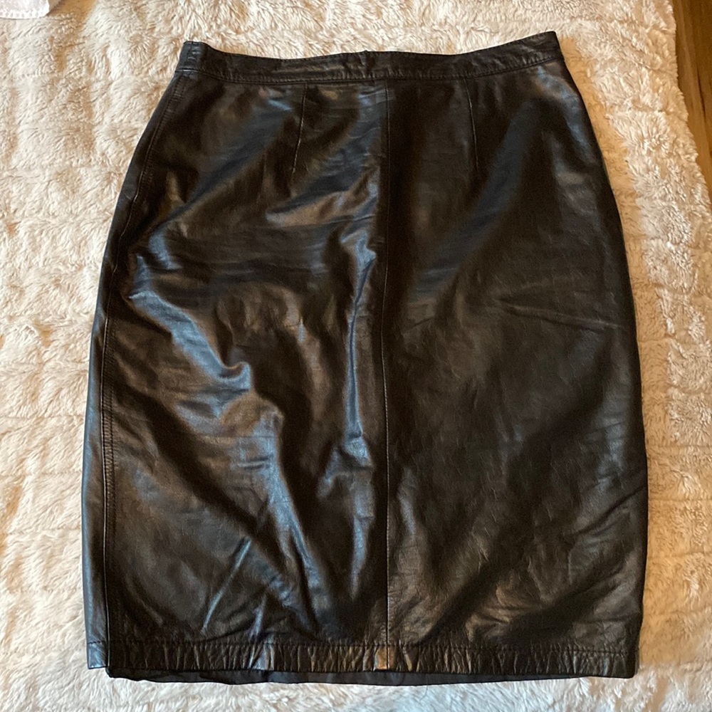 Real leather pencil skirt